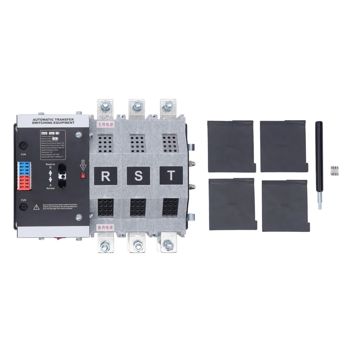 Interruptor de transferencia automática de doble potencia 3P 400A ATS interruptor de cambio de generador de conmutación rápida AC400V con material ignífugo de PC